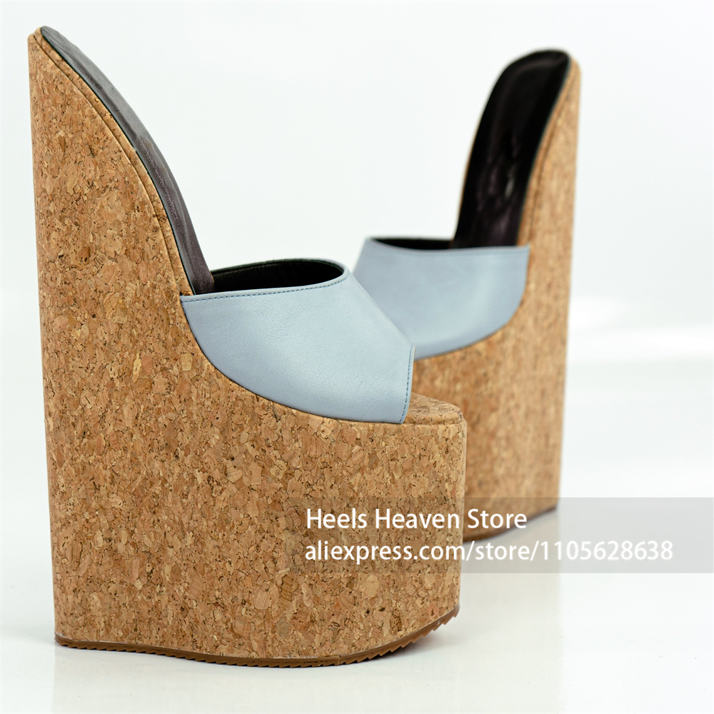 Women'S Shoes Vegan - Pink Peep Toe Cork Texture Backless