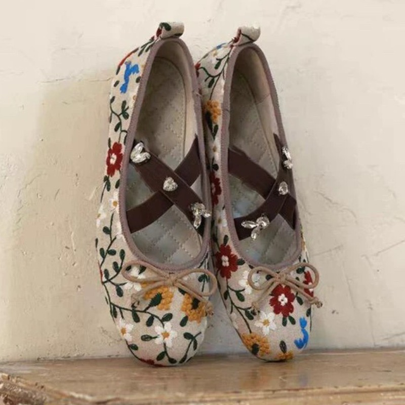 Embroidery Flower Ballet Flats - مراجعة Women Shoes Branded وسعره