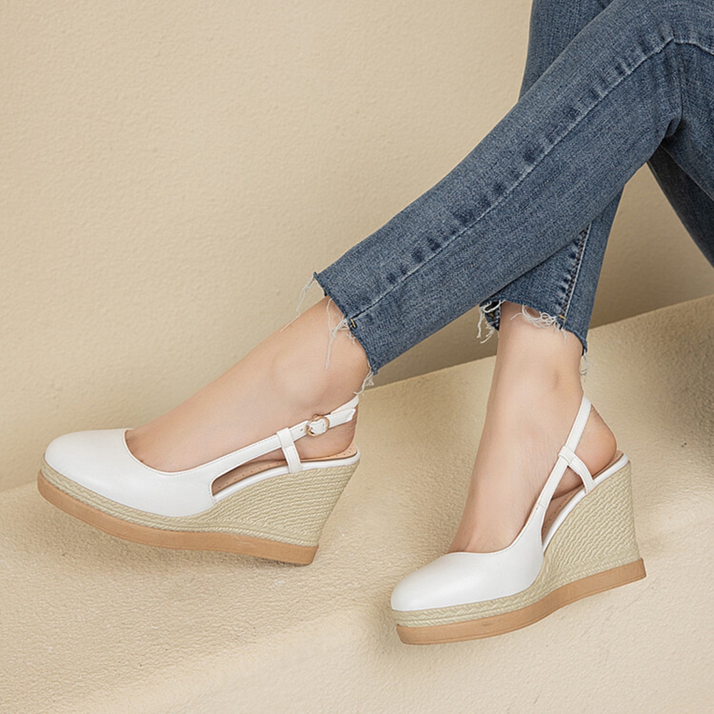 Women's T‑Strap Wedge Sandals  - مراجعة Espadrille Wedge Shoes وسعره