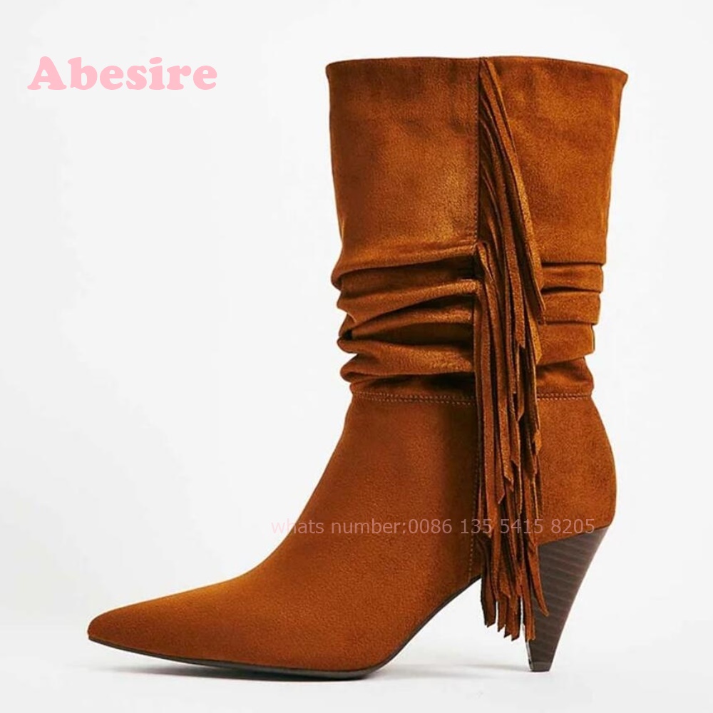 White Cone Heel Fringe Shoes V - مراجعة Women'S Shoes Vegan وسعره