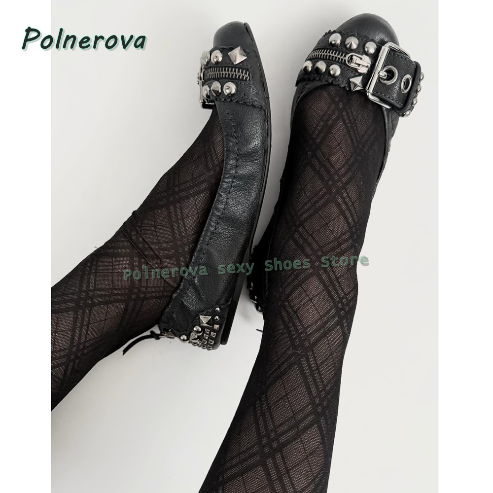 Rivet Belt Buckle Mary Jane Sh - مراجعة Pointed Toe Flat وسعره