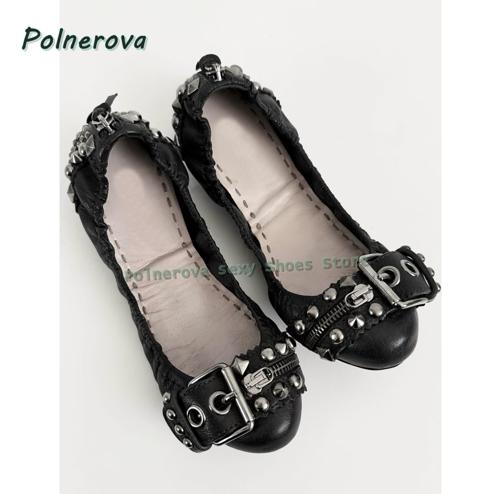 Rivet Belt Buckle Mary Jane Sh - مراجعة Pointed Toe Flat وسعره