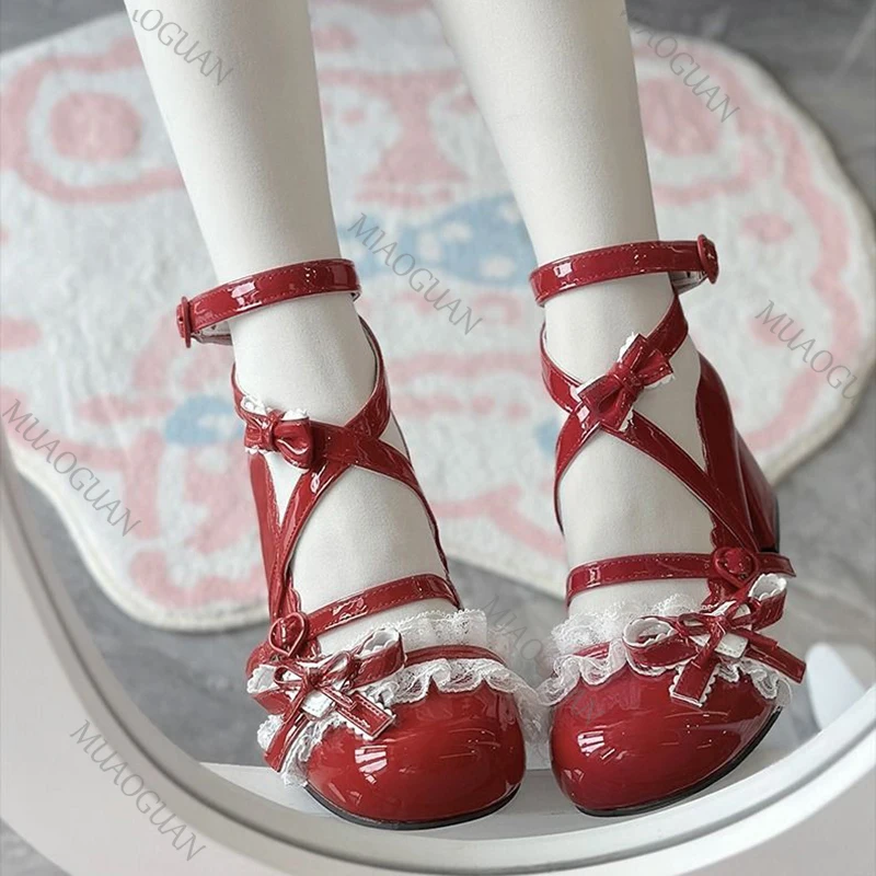 Lolita Red High Heels Cute pum - مراجعة Patent Leather Pump وسعره