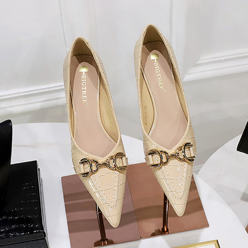 Women Trendy Apricot 4.5cm Hig - مراجعة Patent Leather Pump وسعره