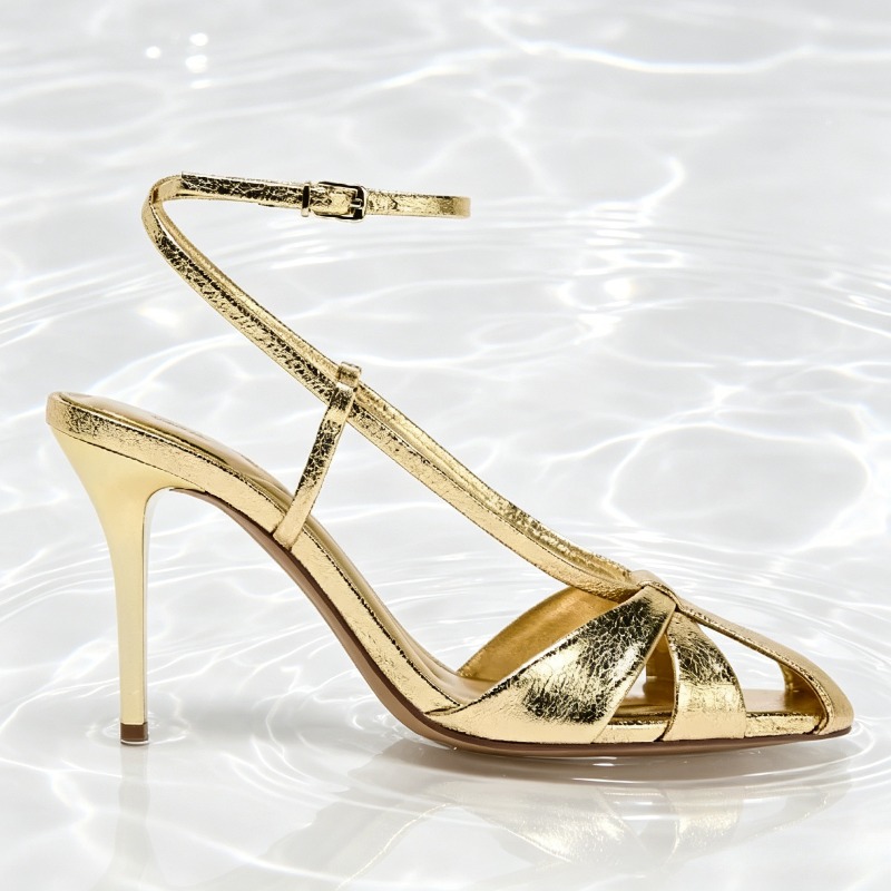 Fashion Gold Thin Heeled Sanda - مراجعة Women Shoes Branded وسعره