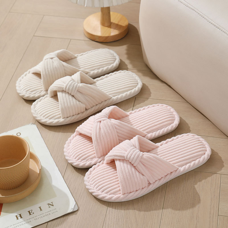 Corduroy Cross Strap Home Slip - مراجعة Women Shoes For Winter وسعره