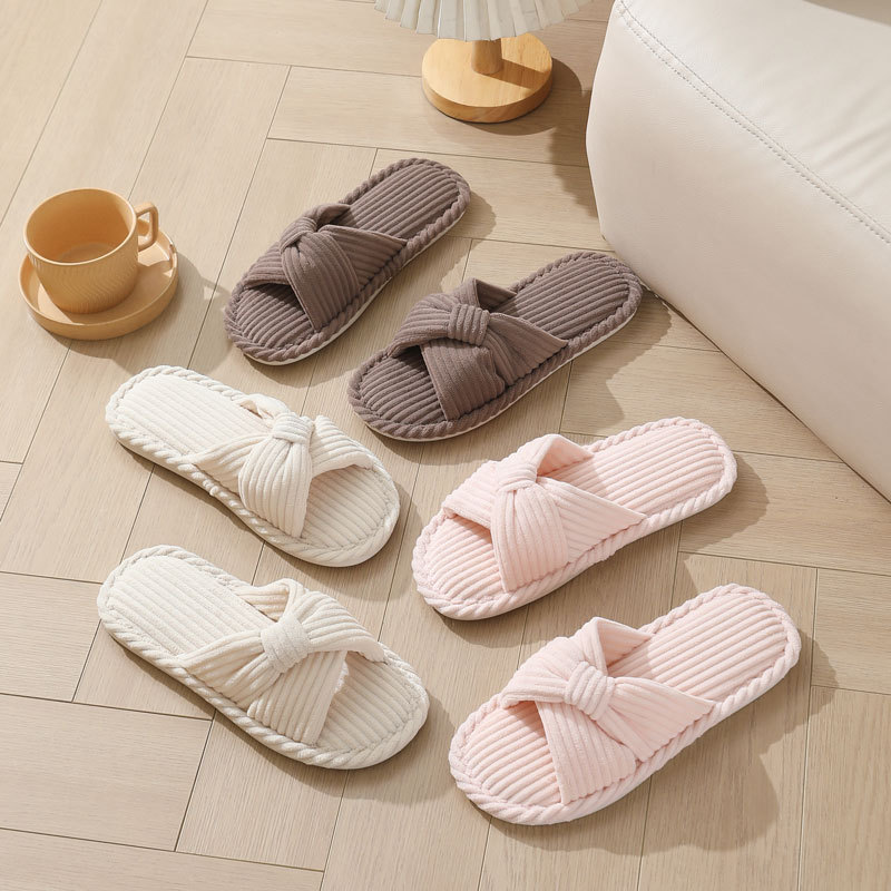 Corduroy Cross Strap Home Slip - مراجعة Women Shoes For Winter وسعره
