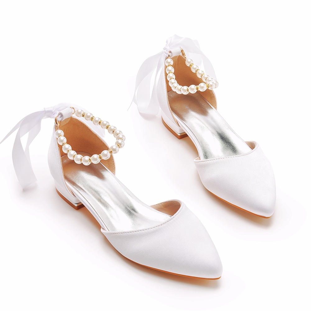 Wedding Shoes Bride Flat Heel  - مراجعة Pointed Toe Flat وسعره