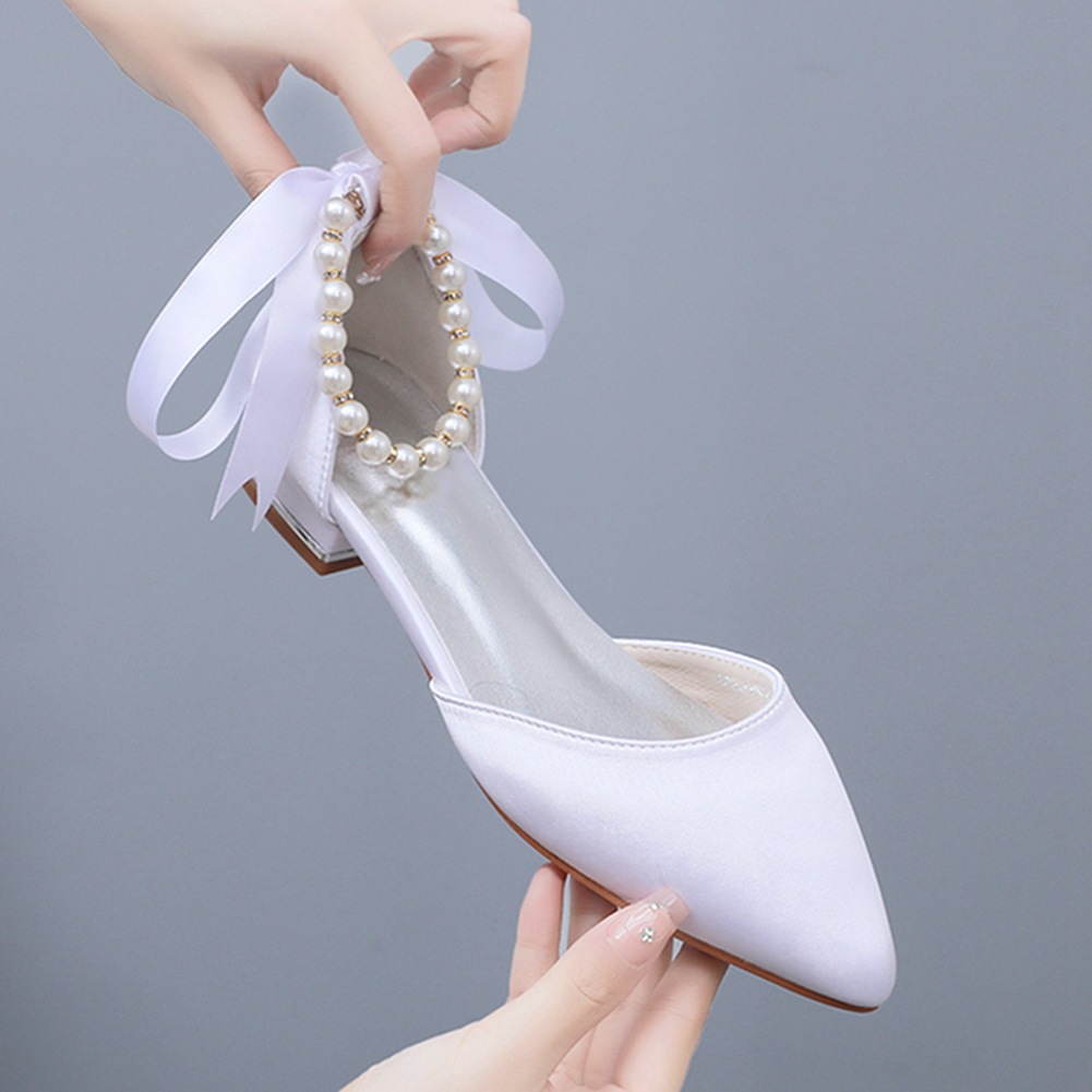 Wedding Shoes Bride Flat Heel  - مراجعة Pointed Toe Flat وسعره