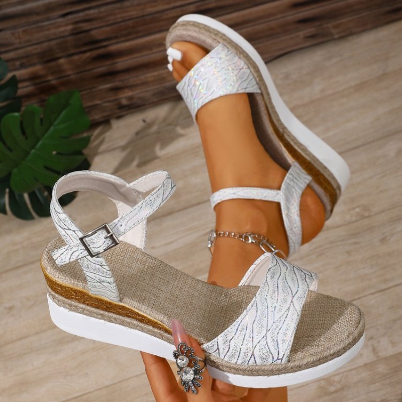 Wedge Sandals for Women White  - مراجعة Espadrille Wedge Shoes وسعره